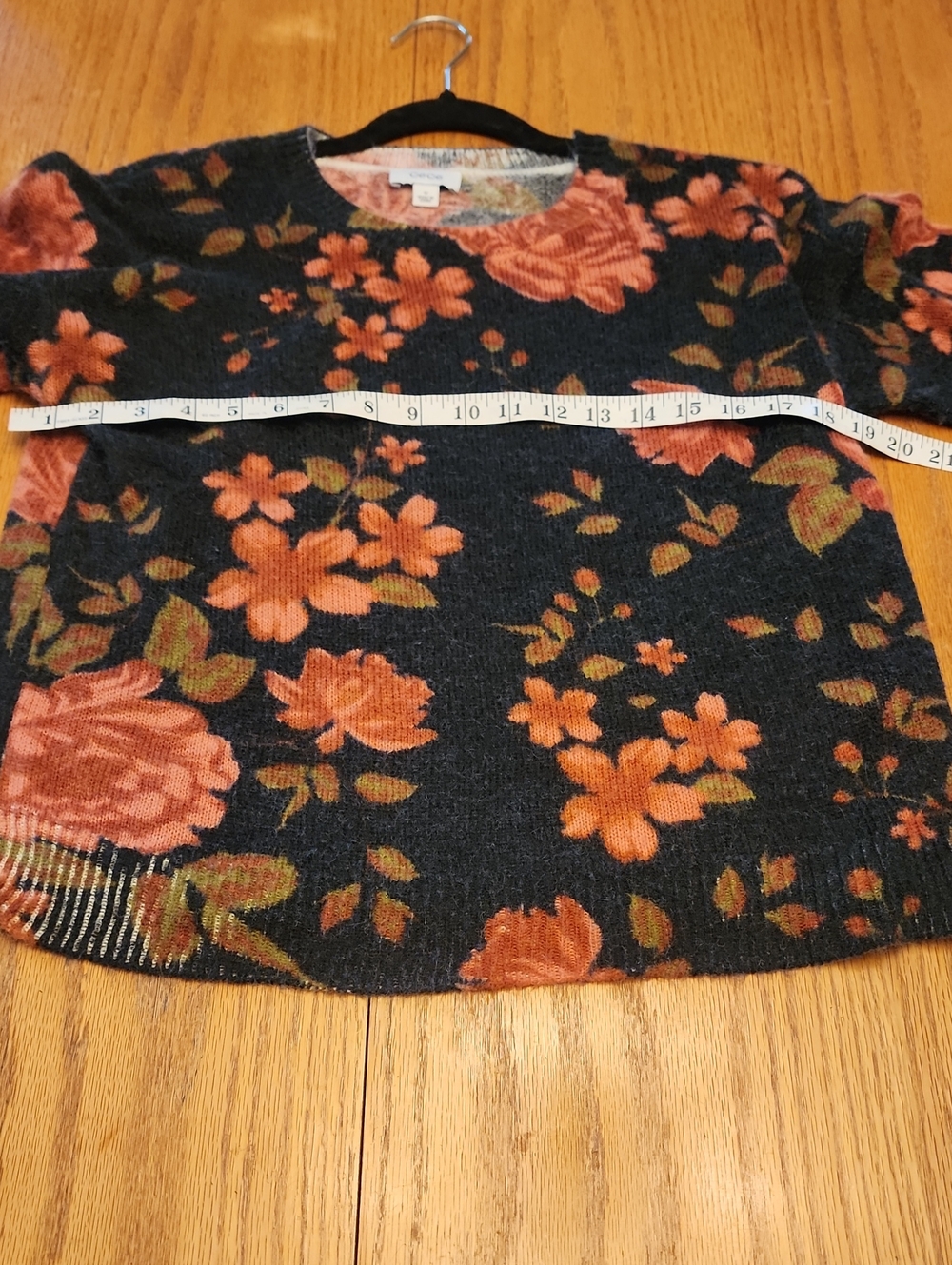 CeCe Black Floral Crewneck Sweater - Picture 5 of 16